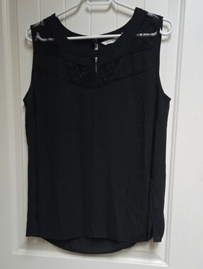 Reitmans Plus Size 16 Women’s Black Lace-Trim Sleeveless Camisole Shirt Top